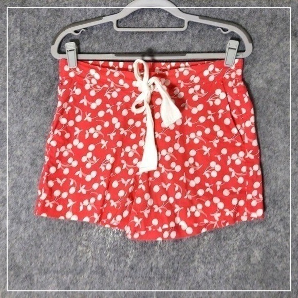 Boden Pajama Shorts Women S Red Cherry Drawstring Lounge Sleep Cottagecore Soft